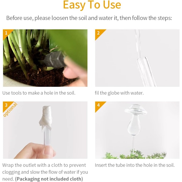 Plante-drypper, glas plantevandingskugle, automatisk plantevandingskugle, automatisk vandingssystem til indendørs og udendørs planter 2Mushrooms