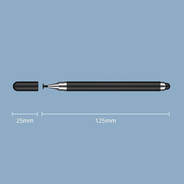 2-i-1 Stylus Pen til Touchskærme (Dobbelt Gummispids) Sort Sort Black