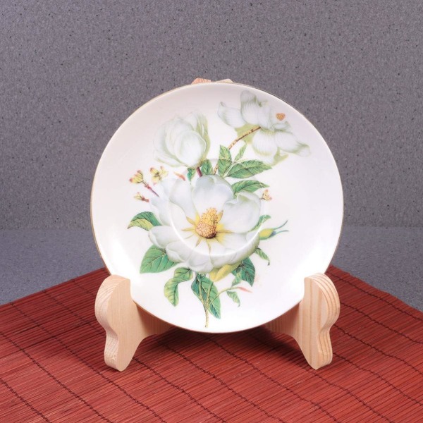 3 kpl puinen näyttöjalusta lautaspidike maalausteline Taittuva näyttölevyteline lautaskulhoille (mäntyväri)