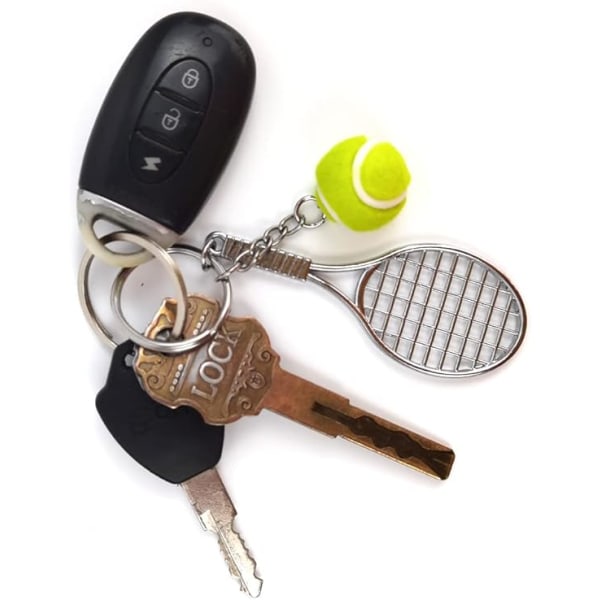 Tennismaila-avaimenperä, 10 kpl Minimetallinen tennismaila-avaimenperä Creative Tennispallo-avaimenperä Urheilullinen avaimenperä miehille Naisille Tytöille Urheilun ystäville