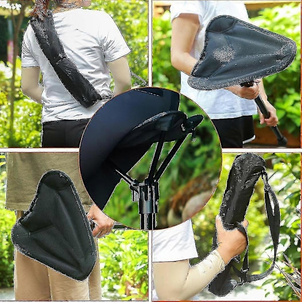Bärbar Pall Höjdjusterbar Sits Infällbar Utomhus Fiskestol Med 3 Lägen Black