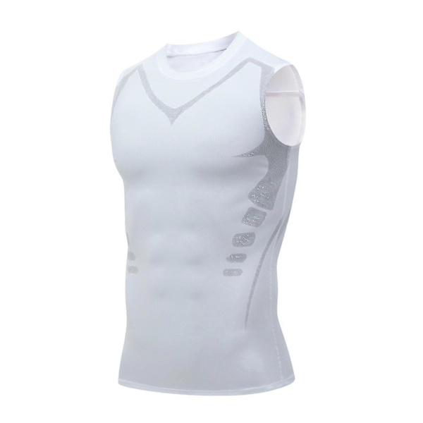 Version Ionic Formande Väst, Ärmlös T-shirt för Män med Ionic Formning White XL