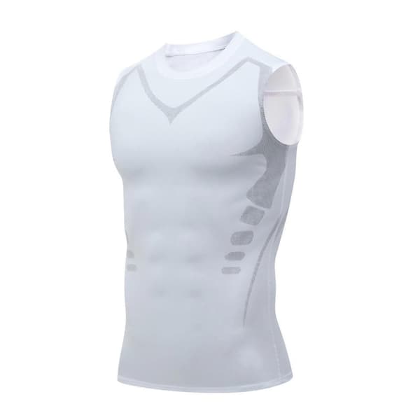 Version Ionic Formende Vest, Ermeløs Formende T-skjorte for Menn White XL
