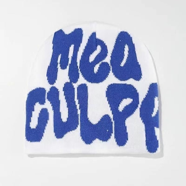 Dam Grafikmössa Skull Hat MEA Culpa Y2K Stickad Mössa Varm Vintermössa white