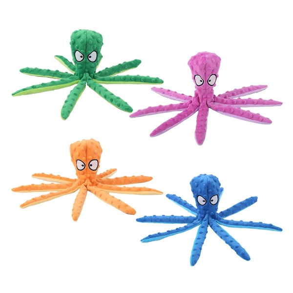 Knirkende hundeblødt legetøj, ingen udstoppet blæksprutte Hundetyggetøj med krøllet papir Plys hundetænder rengøringslegetøj orange