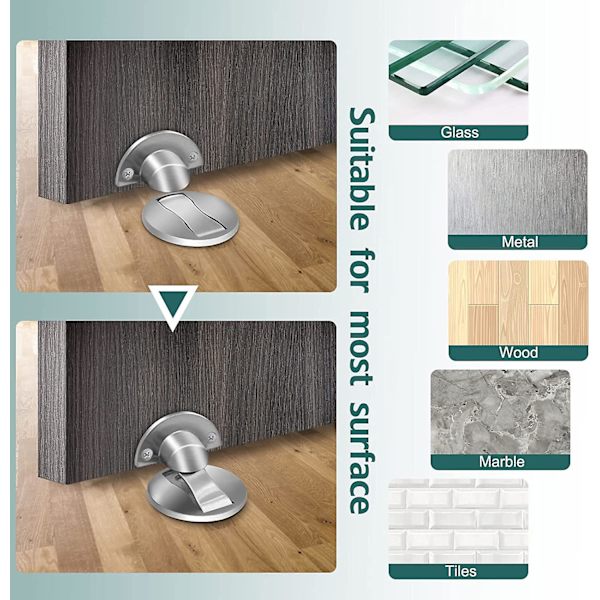 Magnetisk dørstopper i rustfrit stål - Usynlig magnetisk dørstopper - Solid -59*57mm