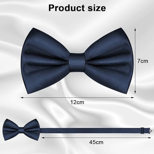 Herre Sløyfe, Klassisk Ensfarget Forhåndsknyttet Sløyfe for Menn, Sateng Tux Sløyfe, Justerbar Formell Hals Sløyfe for Fester, Bryllup (Marineblå)