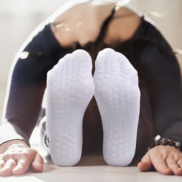 4 par skridsikker yoga sokker med greb til kvinder Pilates greb sokker Yoga sokker med greb kvinder lange pilates sokker Yoga skridsikre sokker