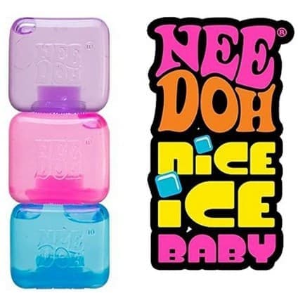 Schylling Needoh Nice Cube - Sanselegetøj til stresslindring og squishy, ​​blok squish sjov 5.6*5.6*5.6 sky blue