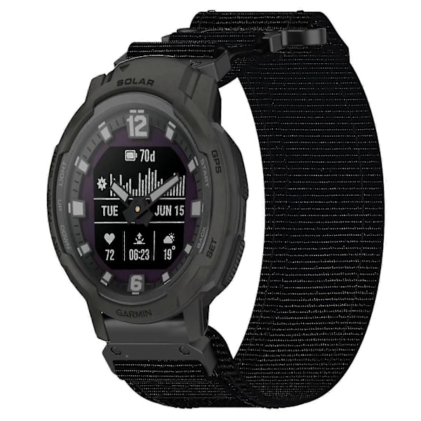 22 mm nylon urrem til Garmin Instinct Crossover Solar Black