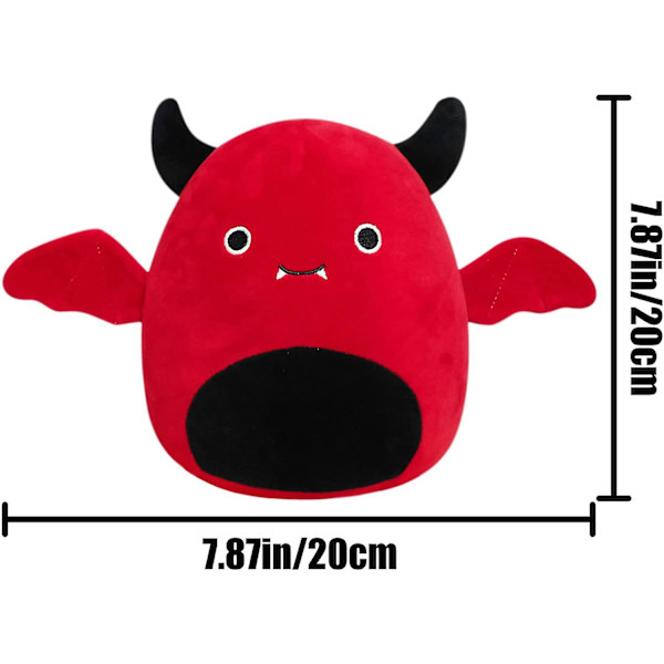 Rød flagermus bamse, 8 tommer rød bamse Kawaii flagermus bamse, buttet krop flagermus bamse