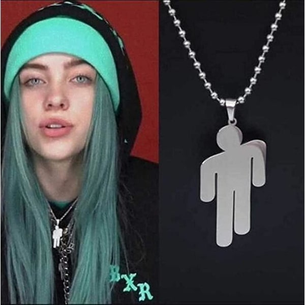 Billie Eilish rustfrit stål vedhæng halskæde, skurk halskæde, rustfrit stål par vedhæng halskæde