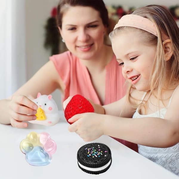 st Taba Squishy Sæt, Jordbær + Hamster + Kattepote + Hamster + Oreo, Fufu Squishy Squishe Legetøj Squishies Stresslindring