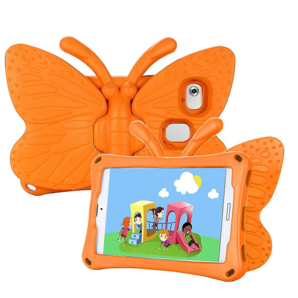 Butterfly Samsung Galaxy Tab A7 Lite 8.7 T220/t225 2021 etui, børnevenligt, Eva blødt skummateriale, tykke fire hjørner, kamerabeskyttelse, stødsikker Orange