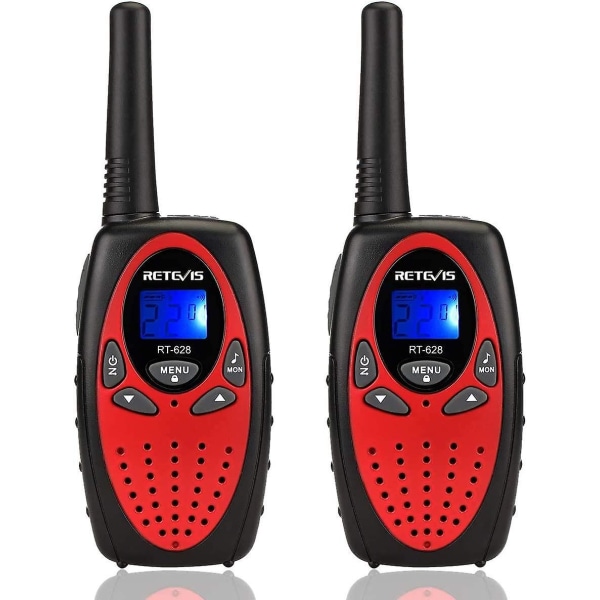 Rt628 walkie talkies til børn, legetøj til 5-13 årige drenge piger, nøglelås, krystal stemme, nem at bruge, lang række walky talky til campingvandring (rød, 2 Pa