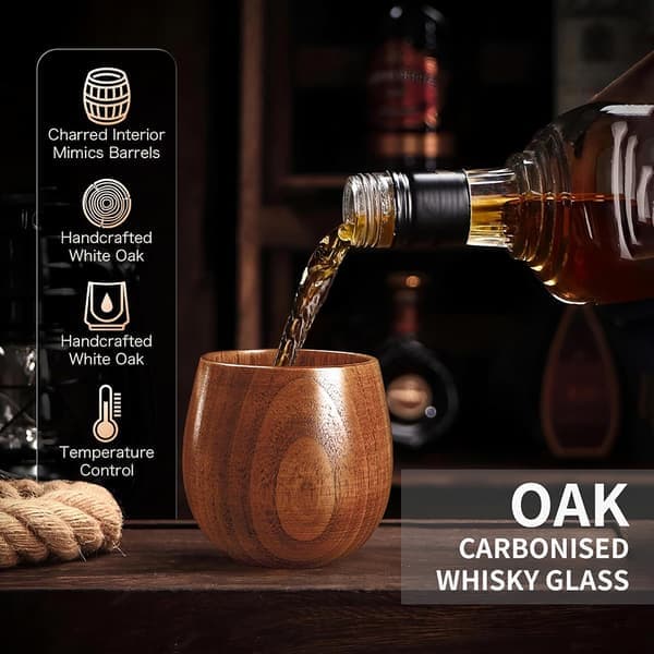 Whiskyglas i trä, förkolnat Old Fashioned-dricksglas, premiumdricksglas för män, whiskyälskare, eleganta träglas för hemmabar 3pcs