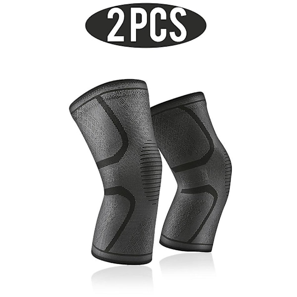 1/2 stk. knæstøtte til gigtled Nylon Sports Fitness Kompressionsærmer Knæbeskyttere Løbebeskyttelse 2 pieces gray S