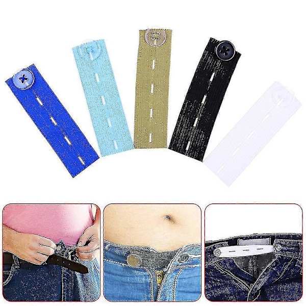 1/5 kpl Napillinen Vyötärön Jatke Housut Vyötärön Levennys Kuminauhavyötärö Hame Farkut Napin Jatke Black 1PC