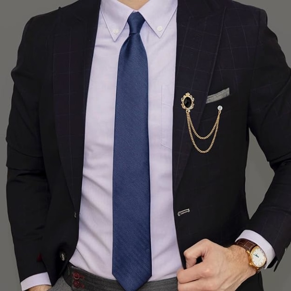 4 stk broche reversnåle kæde til mænd krave nåle Badge hængende kæder til skjorter Gem slipsenåle til kvinder Mænd Suit Accessories til mænd