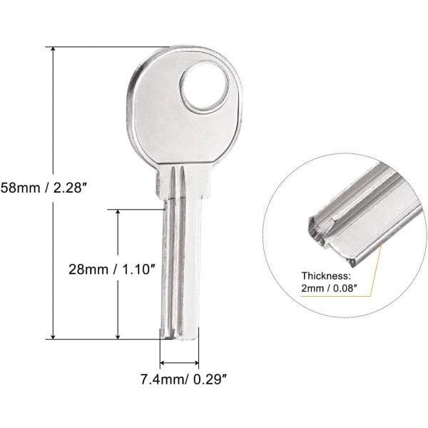 Nyckelämnen, 28 mm längd 2 spår Mässing Nytt oslipat ersättningsverktyg 10 st