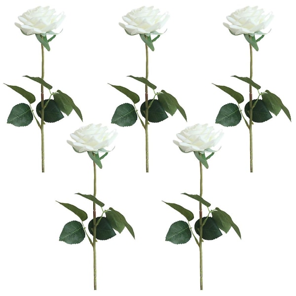 5 kpl tekoruusuja tekokukkia pitkävartisia kukkakimppuja hääjuhliin Kotikeittiön sisustus Valkoinen White
