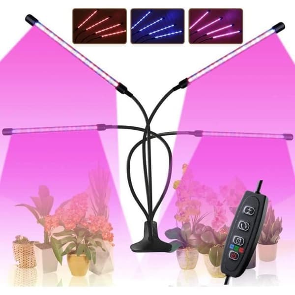 LED-gartnerivækstlys (vækst og blomstring) – 360° justerbar klips – 3/9/12t cyklustimer – 3 tilstande – 9 lysstyrkeniveauer