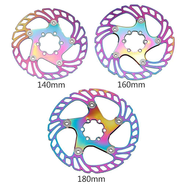 Värikäs polkupyörän jarrujäähdytyslevy MTB maantiepyörä kelluva roottori jäähdytä sateenkaaren roottorit 140/160/180mm 140mm