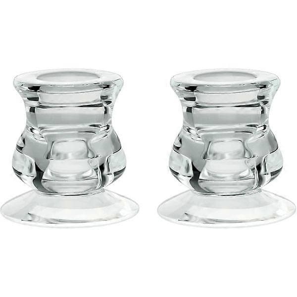 Klare lysestaker i glass, 2-pakning lysestaker søylelys