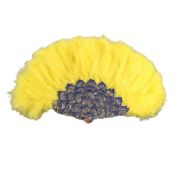 Hää Morsiamen Höyhenviuhka Koriste Kokoontaitettava Viuhka Vintage Tyyli Prom Koristelu YELLOW