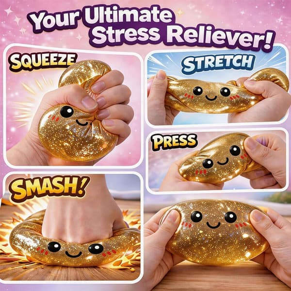 Glitter Dumpling Squishies Mysterieboks, Blødt Dumpling Stressaflastende Sanselegetøj til Voksne gold