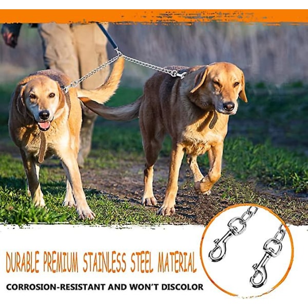 Metallinen kaksinkertainen koiran ketjuhihna, korkealaatuinen sotkeutumaton  talutushihna kahdelle ulkokoiralle 9279 | Fyndiq