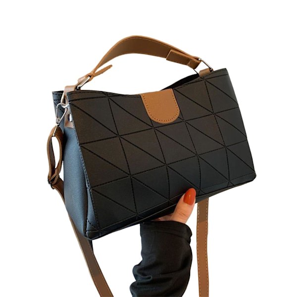 Dam Crossbody Axelväska Enkla Handväskor Med Dragkedja Innerficka Black With Khaki