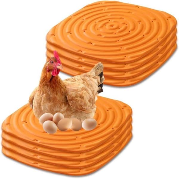 Vaskbare redeunderlag til høns, sæt med 8 (30x30 cm, orange), kan tilpasses til redekasser/hønsehuse