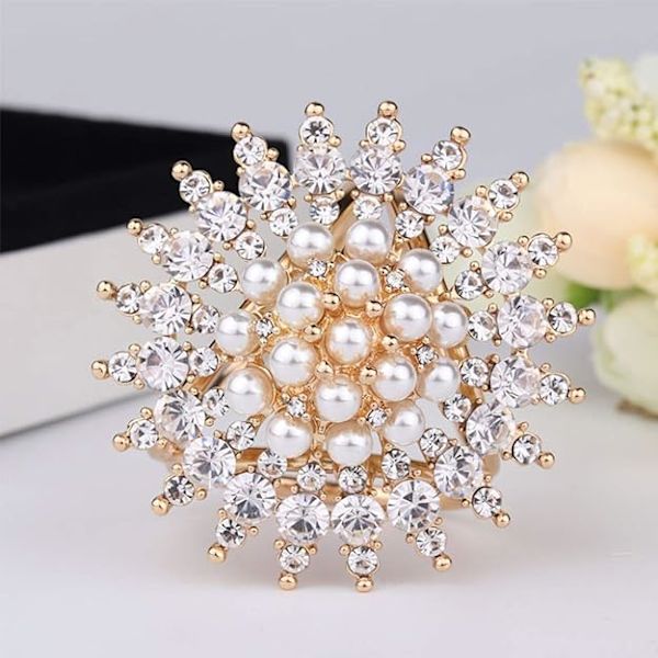Brosche Pin Faux Perle Broscher Simuleret Krystal Brosche Pins Blomster Brosche