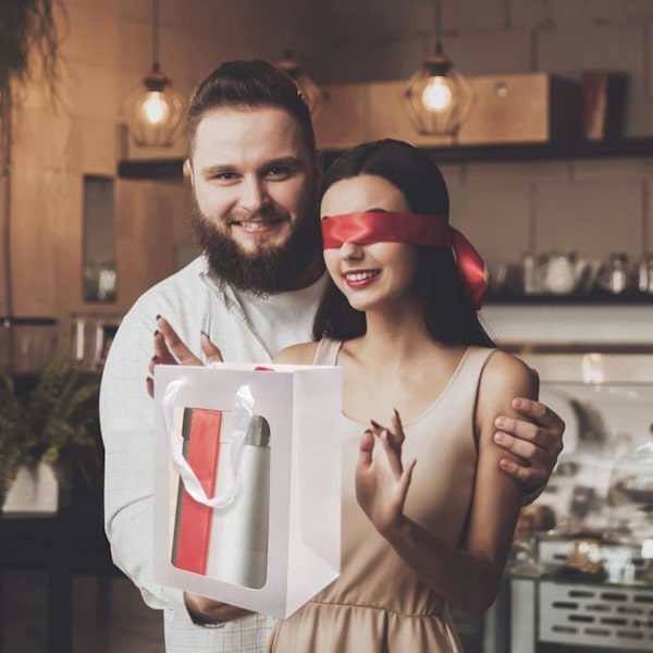 10 stk. Hvide Kraft Papir Gaveposer Med Håndtag, Transparent Vinduespose Gavepakke, Til Valentinsdag, Bryllupper, Fødselsdagsfester