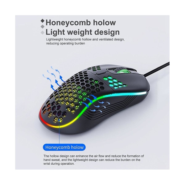 Langallinen mekaaninen pelihiiri USB Luminous Light Mouse 7200dpi säädettävä optinen pelihiiri P:lle