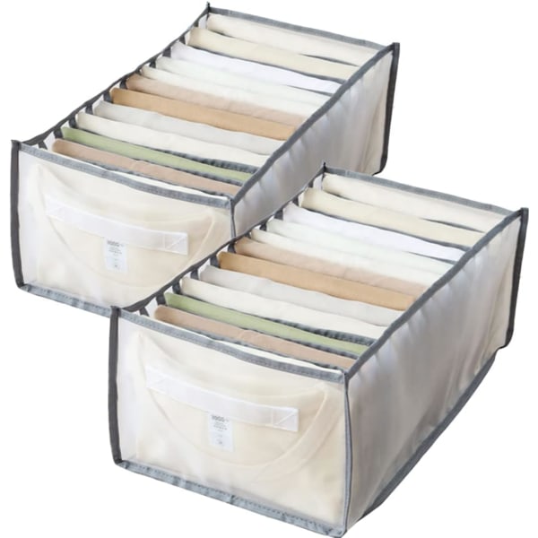 Kleskasseskuffer for bukser, jeans, gensere, t-skjorter, sammenleggbare oppbevaringsbokser med rom, skuffeskiller, organisator (12 rutenett L/2 stk)