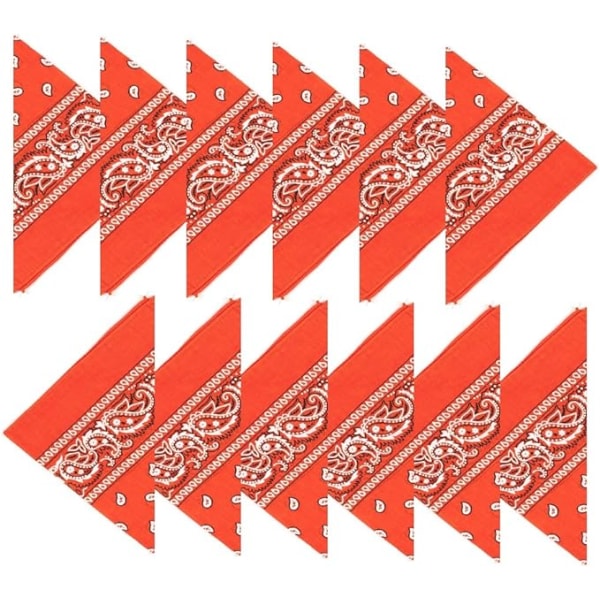 12 st Pack Snusnäsdukar med original Paisley-mönster Valfri färg Huvudbonad/hår (orange)