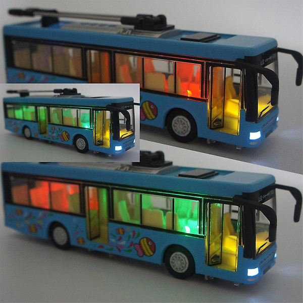 Barn Leker Legering Sightseeing Buss Modell 1/32 Trolley Buss Diecast Trikk Buss Kjøretøy Bil Leke Med Lys