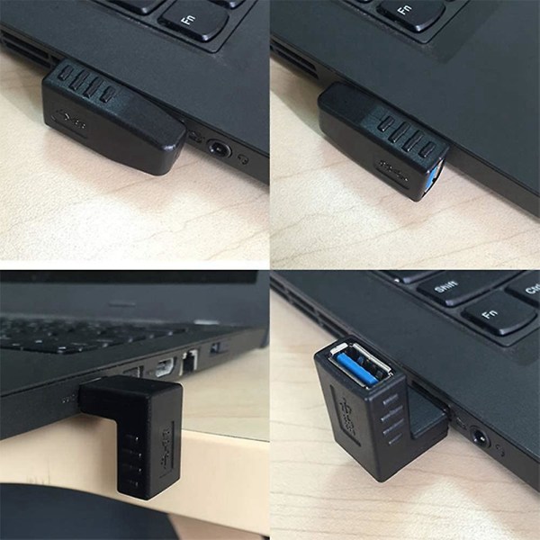 4st USB 3.0 adapterkopplingar 90 graders hane till hona USB kontakt - inklusive vänster, höger, upp, ner