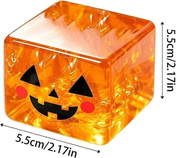 Halloween Spooky Squishy Cube 5.5cm, Glitter Slow Rising Stressboll Klämleksak, Spooky Pumpa Spöke Fidget Cube, Sensorisk Fidget Leksak för Partyfavorit Silver