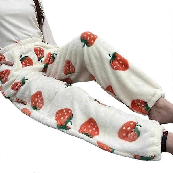 Söta tecknade mjuka sovkläder flanell pyjamasbyxor lämpliga för män eller kvinnor White 6 L