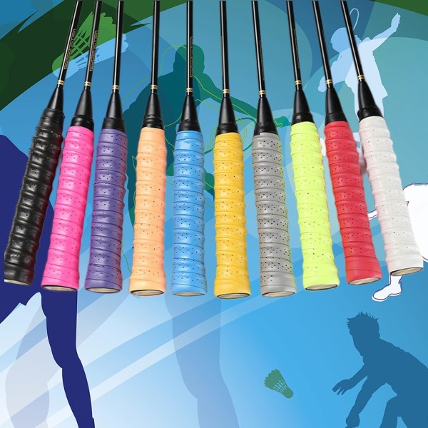 Racquet Grip, 10 PACK PU Racquet Grip, Super Absorbent & Super Sweaty Tennis Badminton Squash Rackets Overgrip, 10 farger