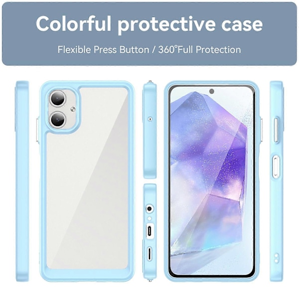 Iskunkestävä suojakuori Samsung Galaxy A06 -puhelimelle, TPU + akryyli, läpinäkyvä Multicolor Style C