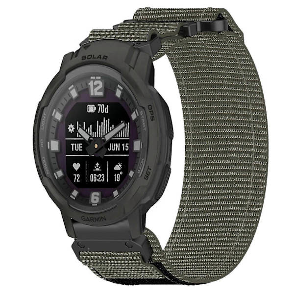 22 mm nylon urrem til Garmin Instinct Crossover Solar Grey
