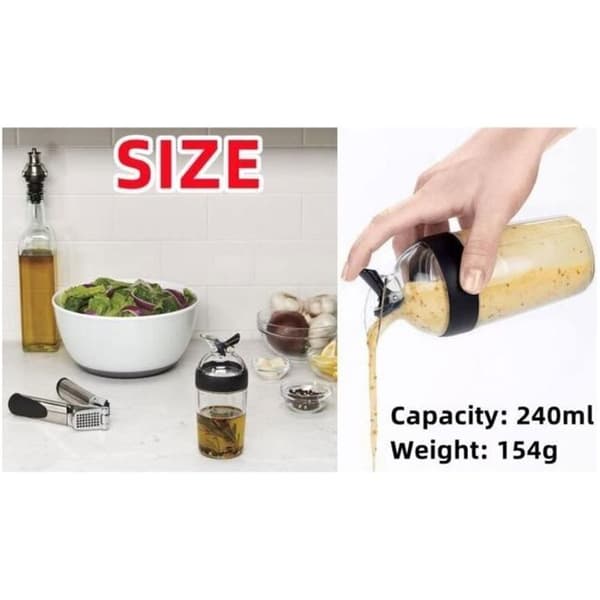 Salladsdressing shaker/mixerflaska (sojasås, sirap, olja) – 240 ml kapacitet