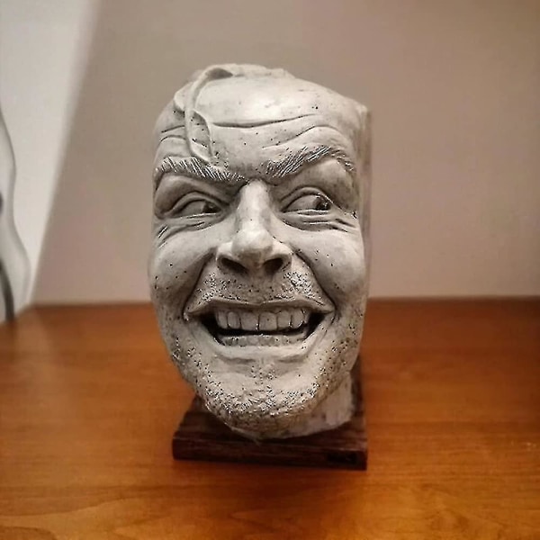 Bogstøtter - Dekorative bogstøtter - \"Her er Johnny\" Skulptur - Whimsy Resin Desktop Ornament - Bogreol Skulptur - Jack Nicholson Skulptur - Til Ho