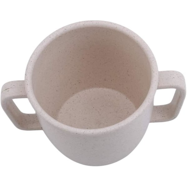 Jinyi kaksikahvainen muki yksivärinen juomakuppi maito-kahvikuppi astiasto kotiin, helppokäyttöinen (1 kpl, beige)