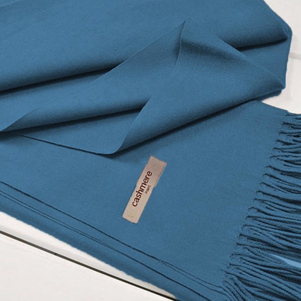 Dame Sjal Teppesjal Dame Kasjmirfølelse Kasjmir Sjal Hole blue