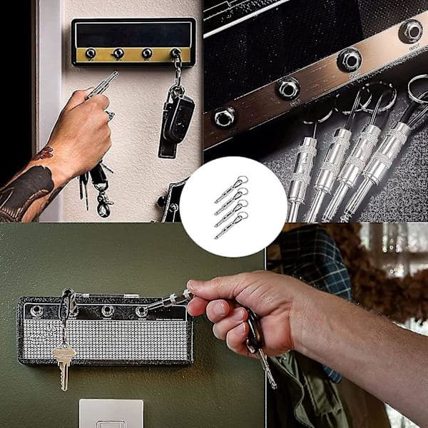 4 st Lmell Nyckelhållare, Väggmonterad Gitarrförstärkare Nyckelhållare, Inklusive 4 Gitarrpluggar som Gåvor